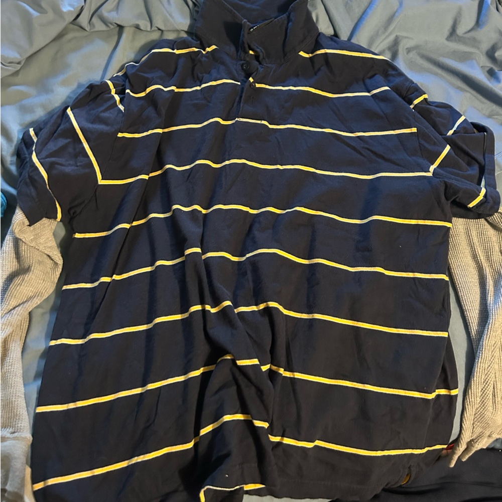 No Boundaries Navy Shirt with Yellow Accents